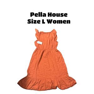 Time and Tru Women's Flutter Sleeve Midi Dress Orange-Terracotta Size L